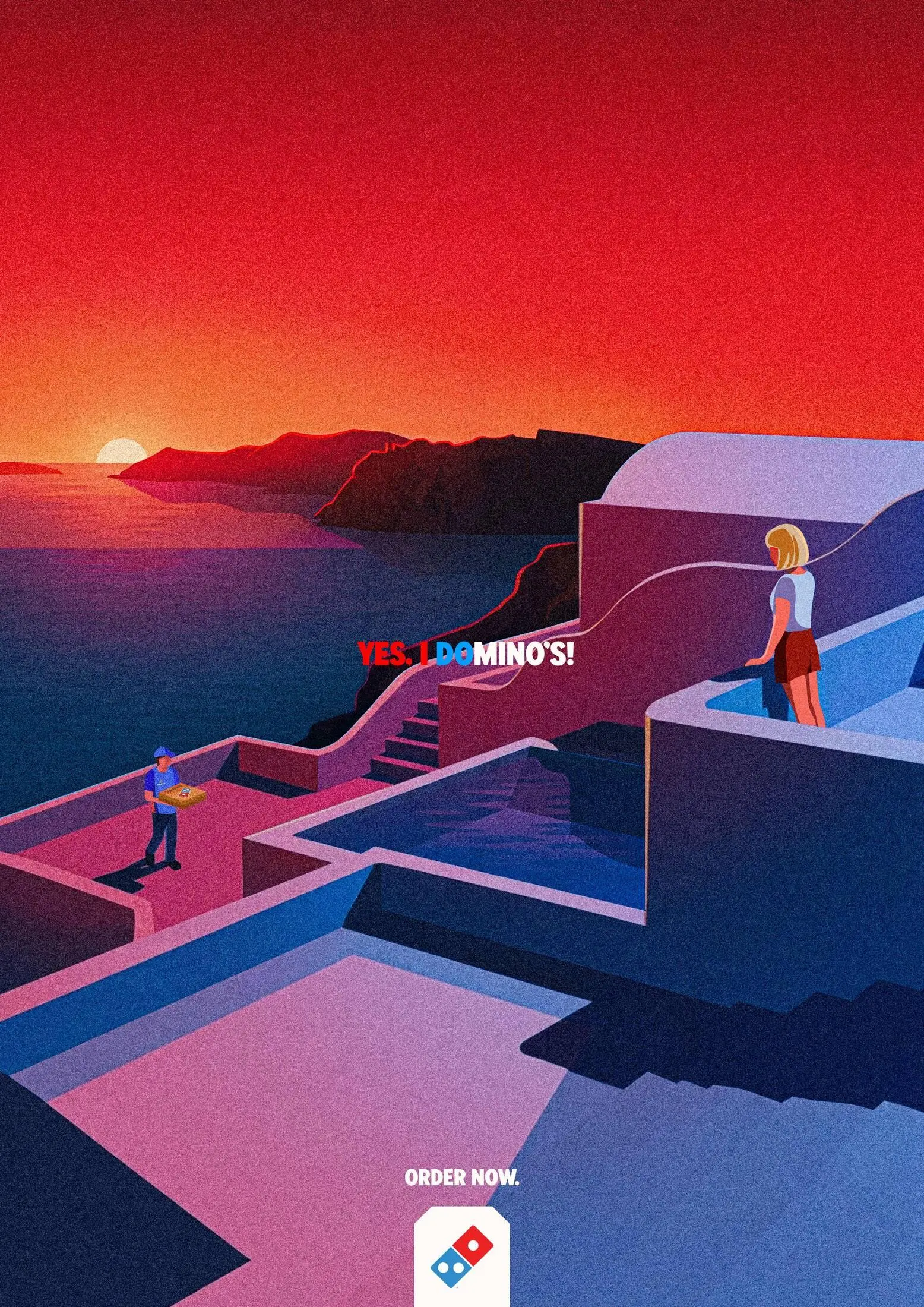 Domino’s Greece обыграла, пожалуй, самую узнаваемую ассоциацию с островом Санторини — бесконечные предложения руки и сердца | Сетка — социальная сеть от hh.ru
