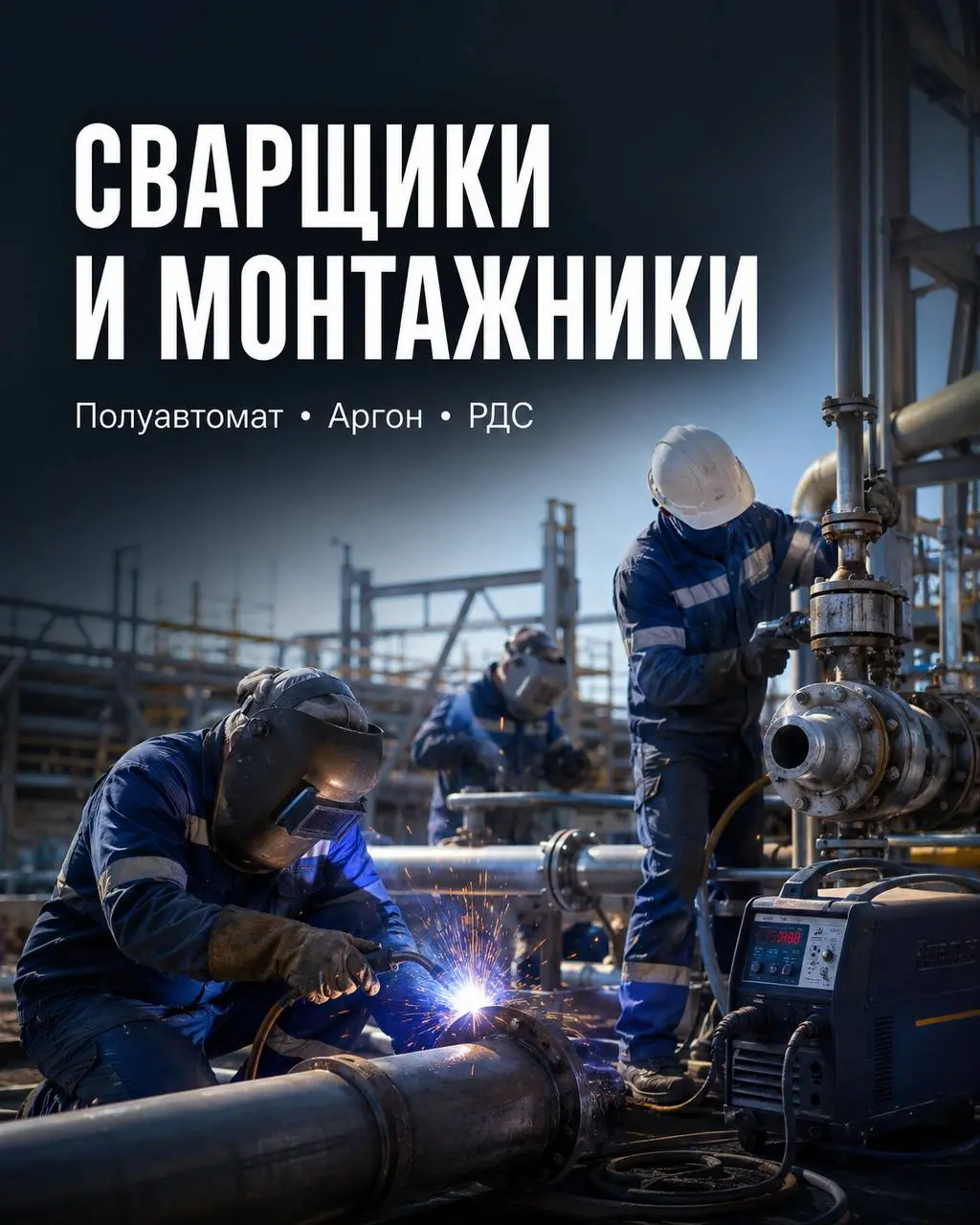 1️⃣СВАРЩИК ПОЛУАВТОМАТ,
2️⃣СВАРЩИК АРГОНОВОЙ СВАРКИ,
3️⃣СВАРЩИК РУЧНОЙ ДУГОВОЙ СВАРКИ,
4️⃣МОНТАЖНОЕ ЗВЕНО
От 800₽/ч + бонусы
Прямой работодатель
• Тульская область
• Производство
• +79997448626
Полное... | Сетка — социальная сеть от hh.ru
