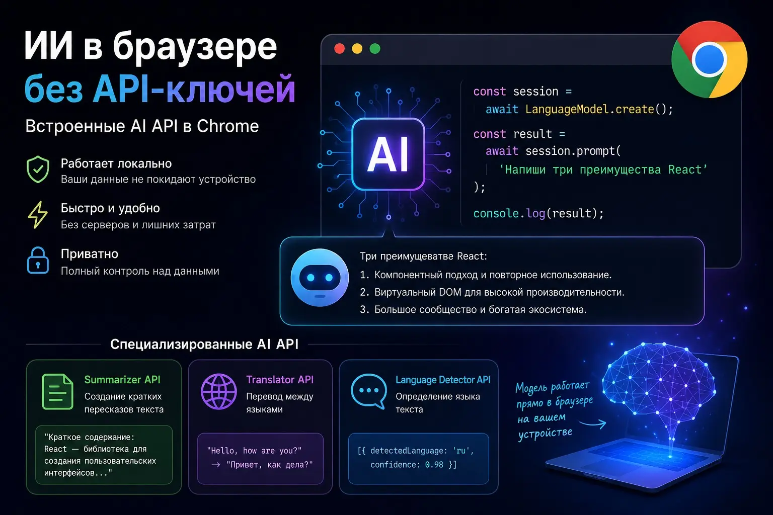 В Chrome уже можно запускать ИИ без API-ключей | Сетка — социальная сеть от hh.ru