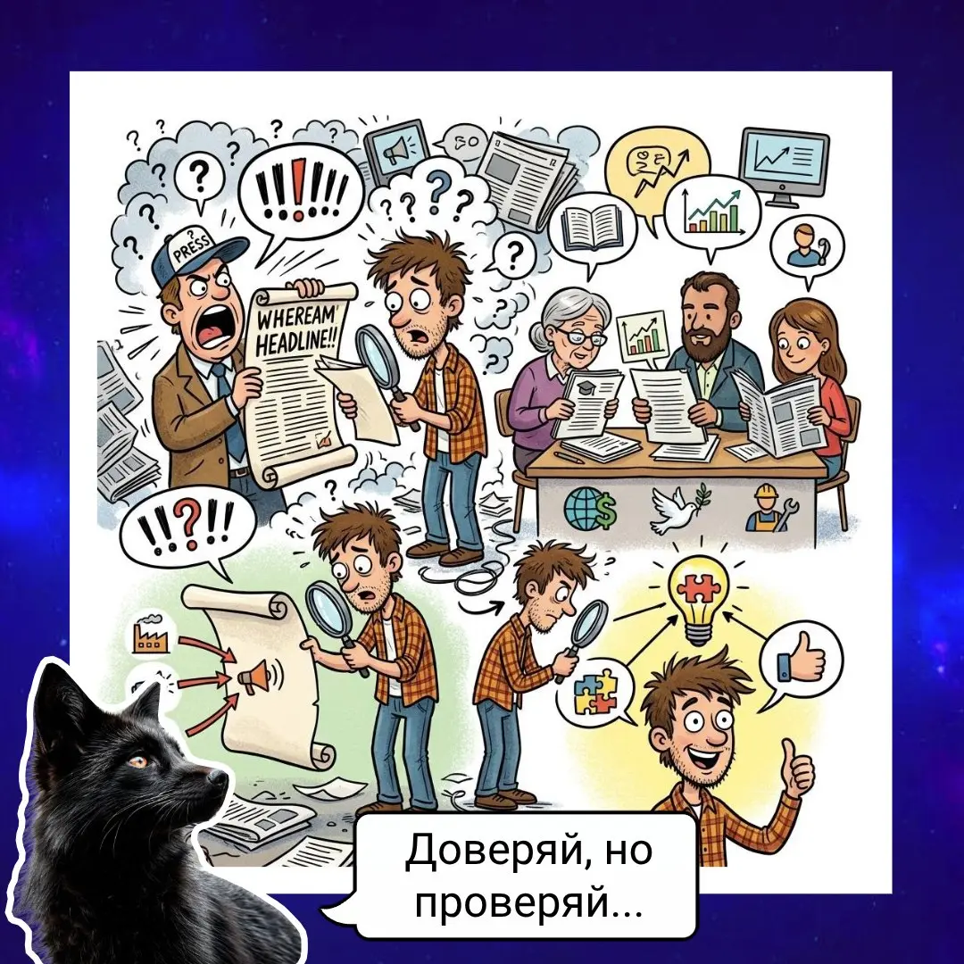 Правило трёх источников
🤔 Прочитали новость — не спешите верить. И не спешите опровергать | Сетка — социальная сеть от hh.ru