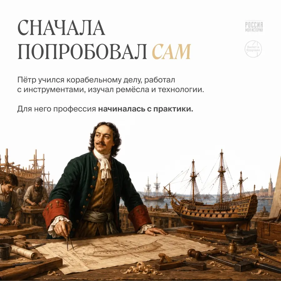 Пётр I как главный профориентолог эпохи
9 июня — день рождения Петра I.
Мы привыкли говорить о нём как о реформаторе, императоре, создателе флота и человеке, который сильно изменил страну | Сетка — социальная сеть от hh.ru