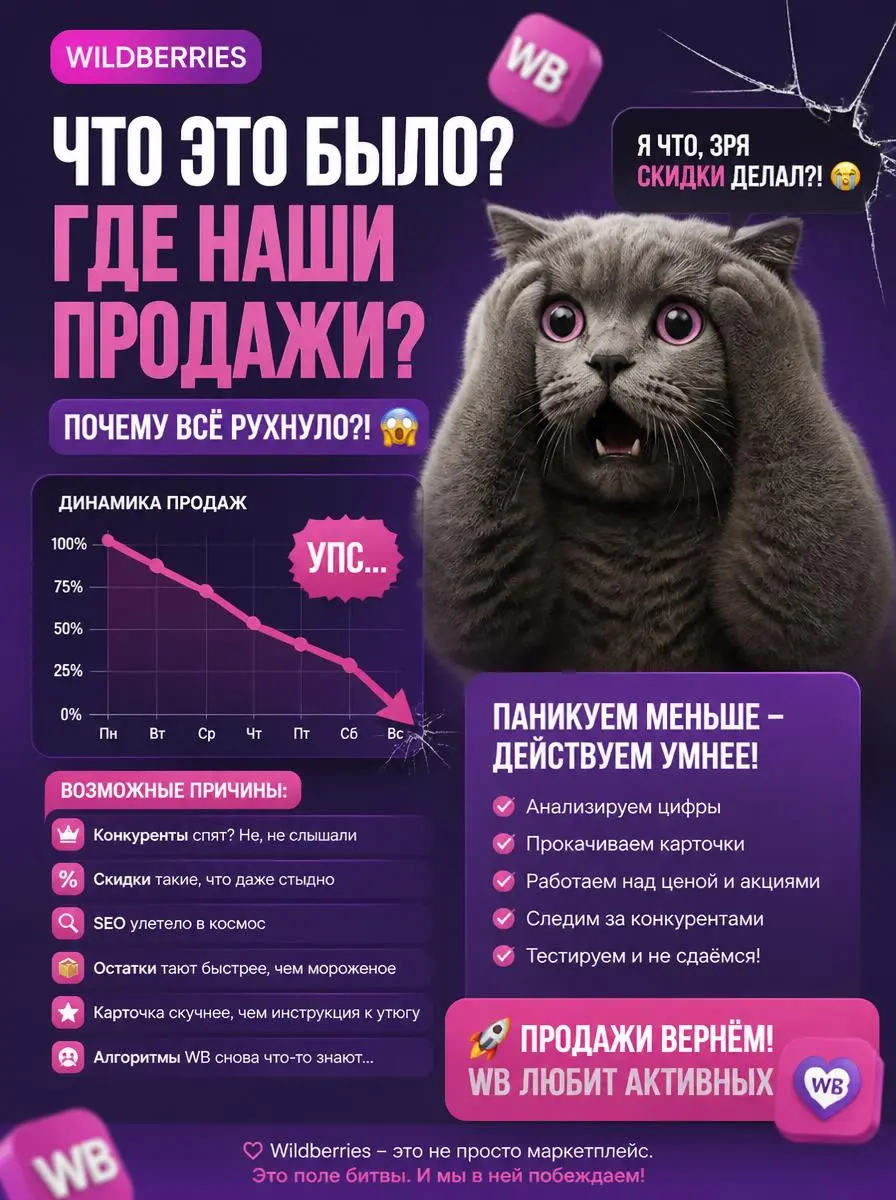 Как вы Краснодарские селлеры, че думаете по поводу спада продаж на WB, что такого могло произойти после 8 марта? Все заметили просадки в продажах до 40%? | Сетка — социальная сеть от hh.ru