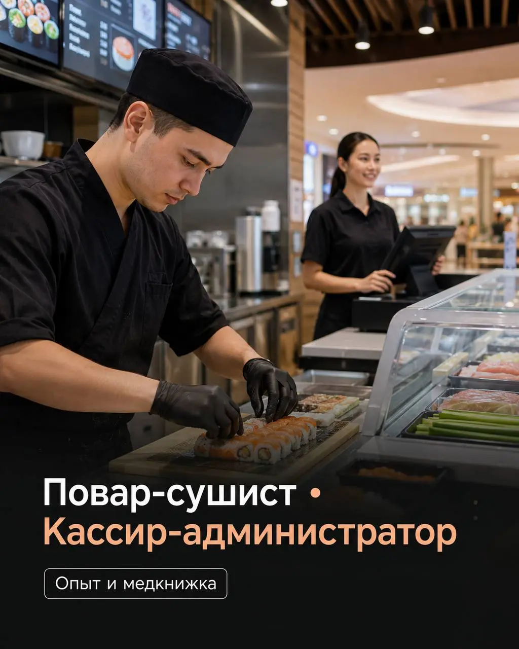 1️⃣ПОВАР-СУШИСТ - от 5000₽/смена 2️⃣КАССИР-АДМИНИСТРАТОР - от 4500₽/смена + % от продаж
корнер в ТЦ
• Москва, м | Сетка — социальная сеть от hh.ru