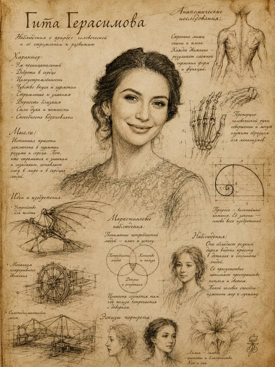 1. Загружаем 5-6 ваших фото из разных сфер и пишем промпт
Please draw the character in the image, “ИМЯ” in a free and stripped sketch style | Сетка — социальная сеть от hh.ru