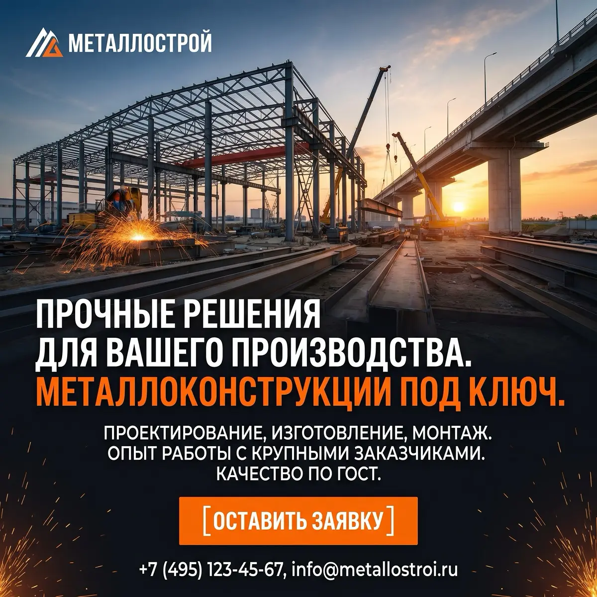 Концепция лендинга, рекламных баннеров и AI-видео для компании по производству металлоконструкций.
В работе использовала NanoBanana Pro, Kling AI и Figma | Сетка — социальная сеть от hh.ru