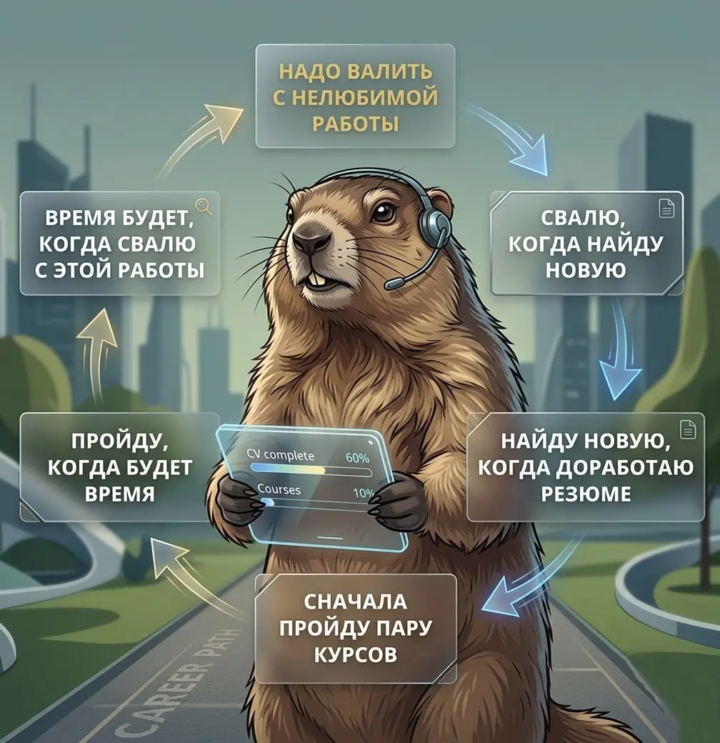 Были уже в этом круговороте?
Или вы еще там и не можете выйти?
Тогда откройте карьерный бот и сделайте первый шаг.
Самое сложное просто начать. Ведь с этого начинается всё!
И да | Сетка — социальная сеть от hh.ru