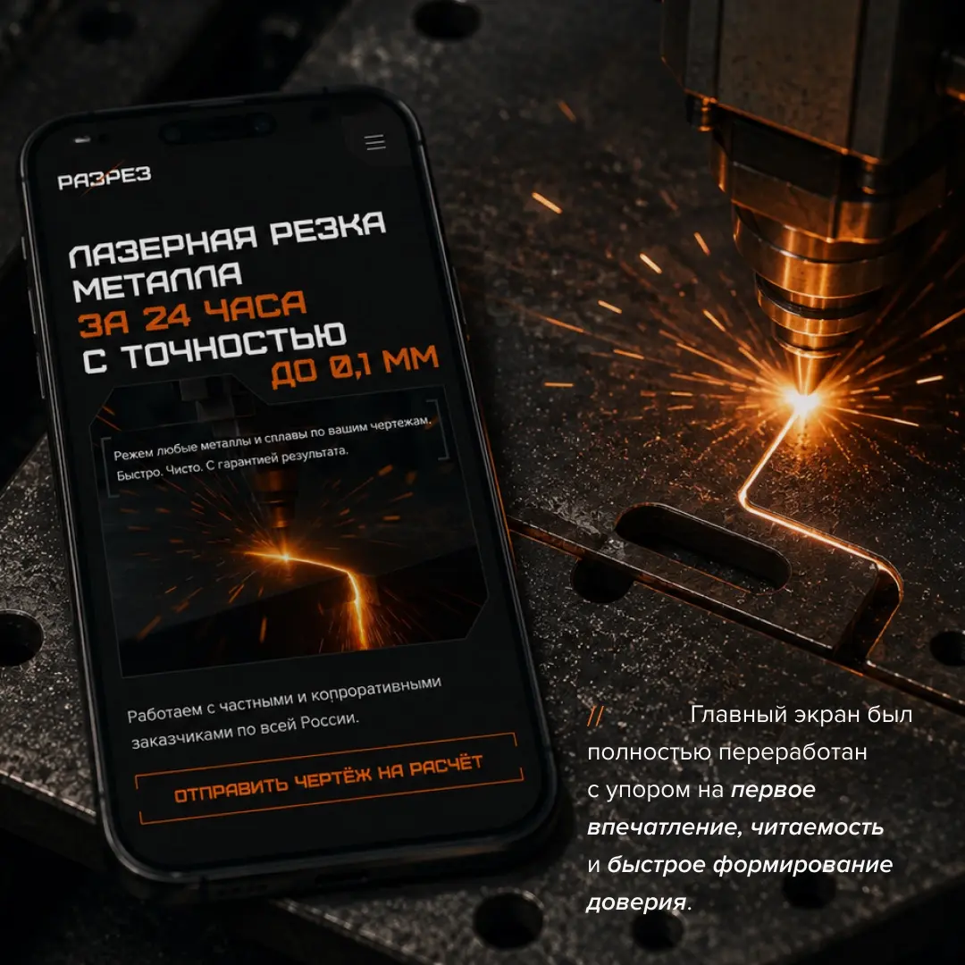Сайт для компании по лазерной резке и обработке металла | Сетка — социальная сеть от hh.ru