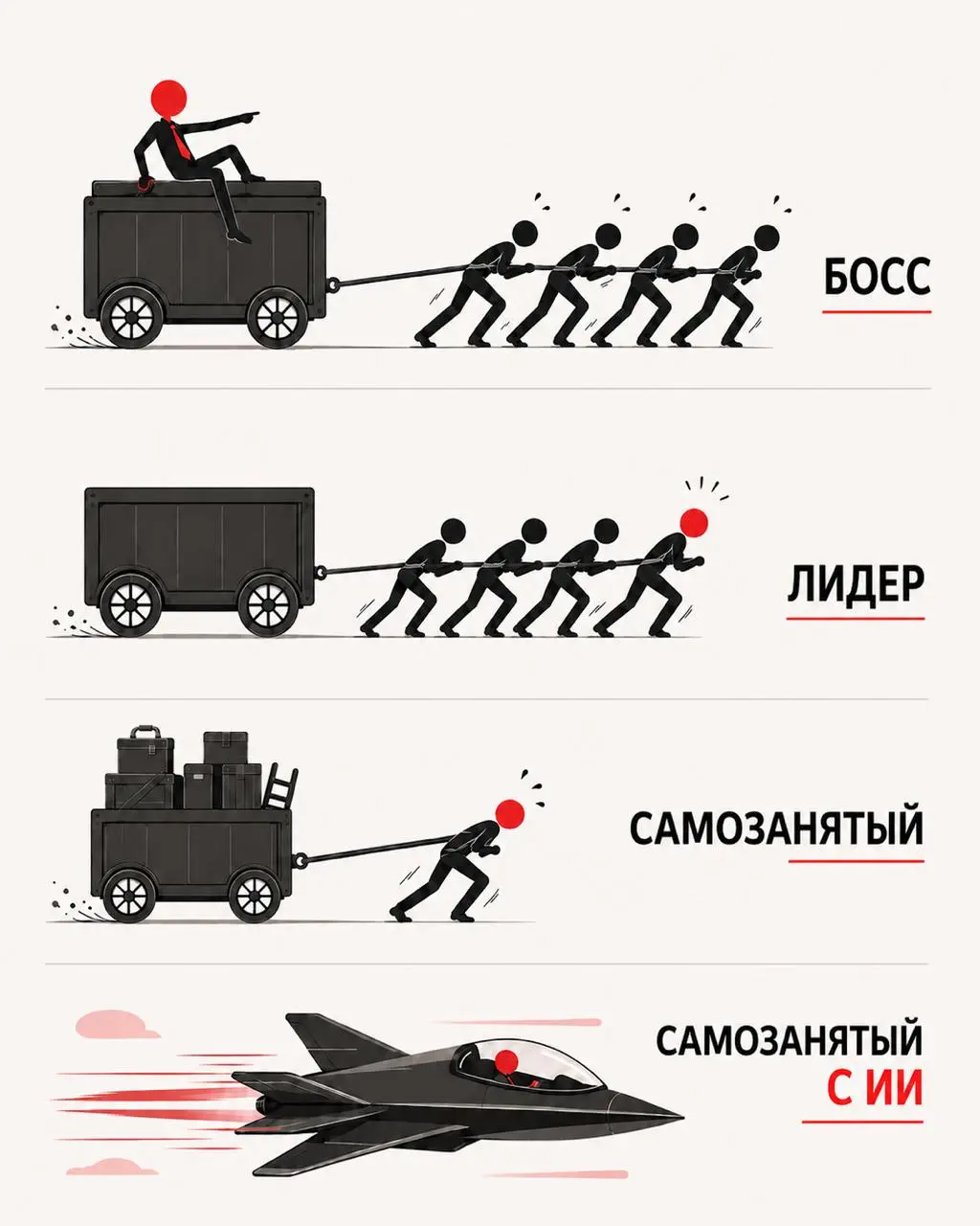 Коллеги, узнаёте себя?
Уже летите или пока тянете тележку? | Сетка — социальная сеть от hh.ru