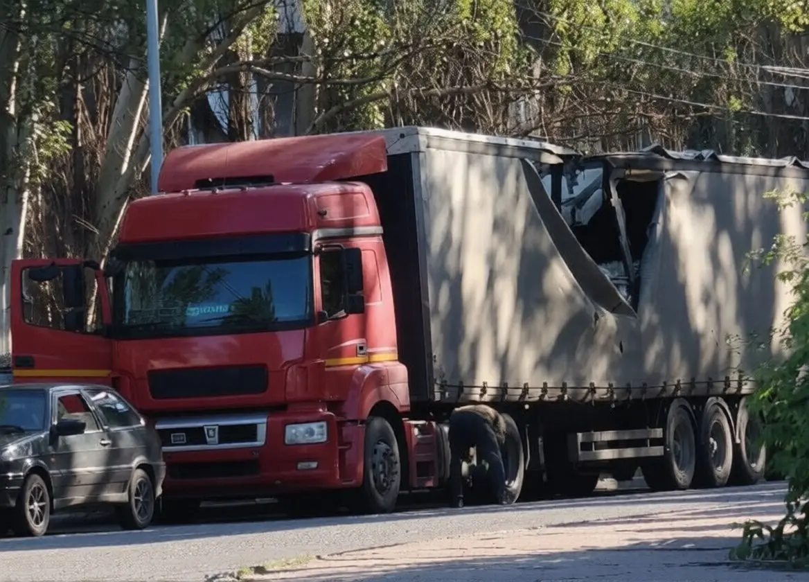 Енакиево, утром в результате атаки БПЛА была подбита фура с водой. | Сетка — социальная сеть от hh.ru