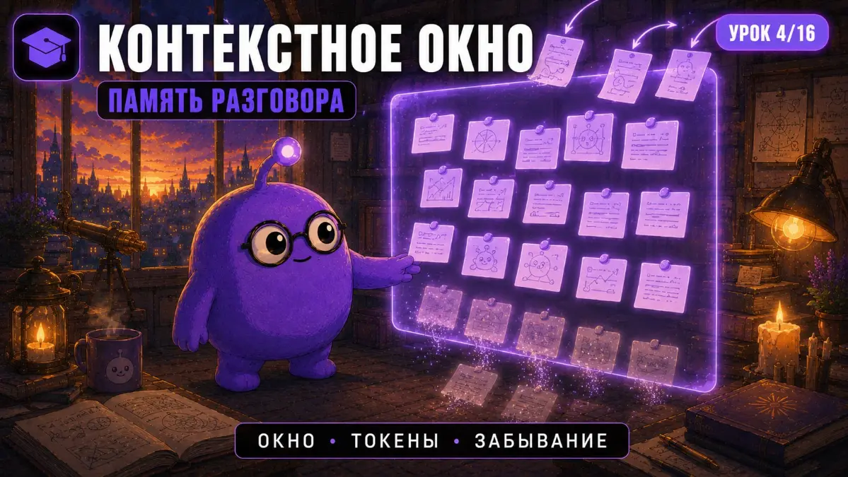 🎓 ИИ с нуля. Урок 4/16: Контекстное окно, память разговора | Сетка — социальная сеть от hh.ru