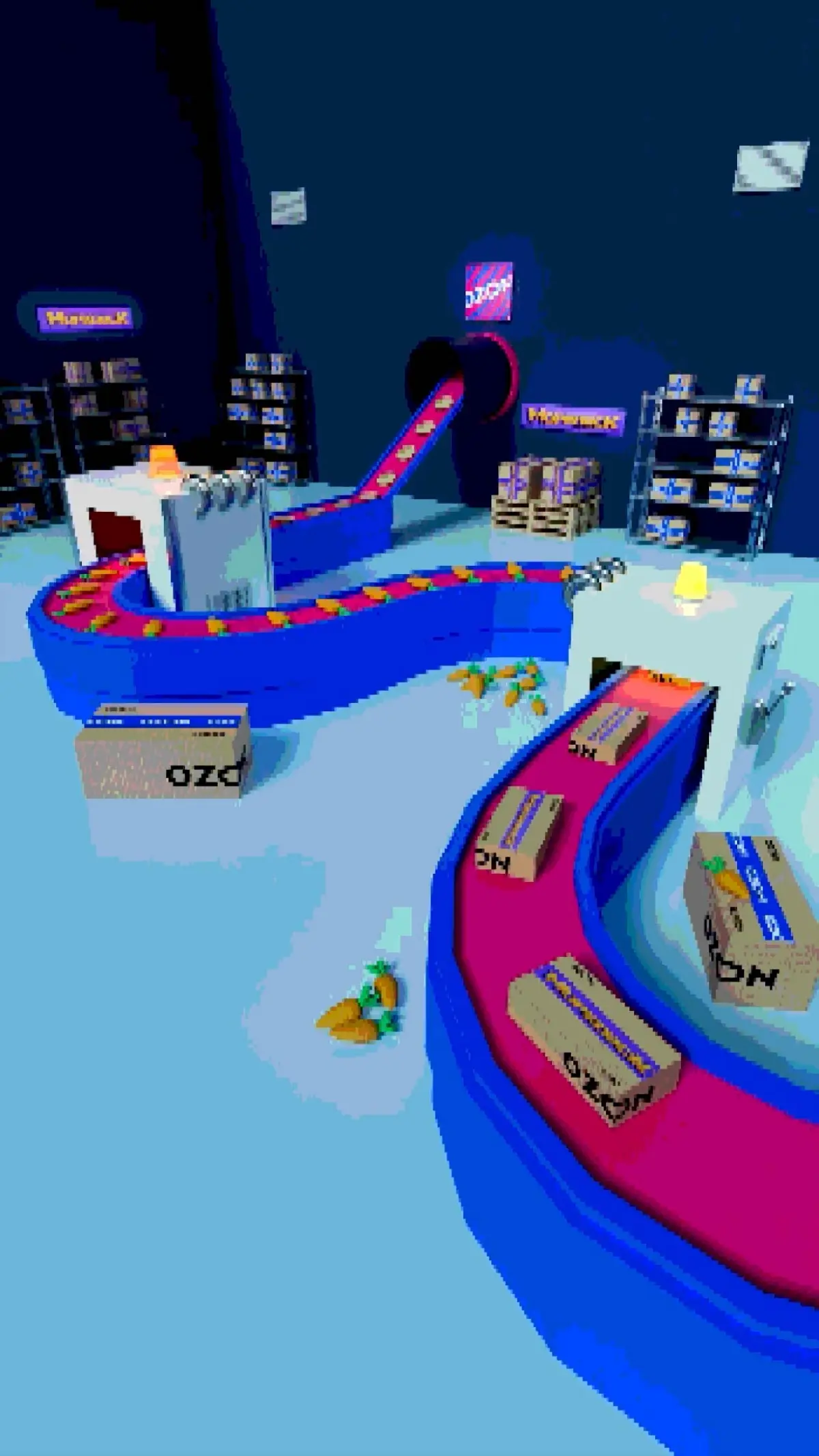 CGI концепт для Ozon x Морковск
Идея была собрать 8-bit фабрику: конвейеры, коробки, морковки, монетки и ощущение игрового процесса
Хотелось, чтобы ролик выглядел как arcade-машина, где всё постоянно ... | Сетка — социальная сеть от hh.ru