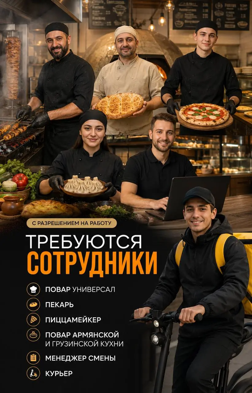 1️⃣ПОВАР УНИВЕРСАЛ,
2️⃣ПЕКАРЬ,
3️⃣ПИЦЦМАКЕР,
4️⃣ПОВАР АРМЯНСКОЙ И ГРУЗИНСКОЙ КУХНИ,
5️⃣МЕНЕДЖЕР СМЕНЫ,
6️⃣КУРЬЕР
До 5 000₽/смена
Прямой работодатель
• Москва, м | Сетка — социальная сеть от hh.ru