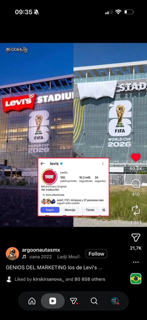 Levi’s зацензурили на ЧМ 2026
По требованию FIFA все стадионы в 16 городах-хозяевах ЧМ-2026 временно лишились названий и эмблем компаний, владеющих правами на нейминг | Сетка — социальная сеть от hh.ru