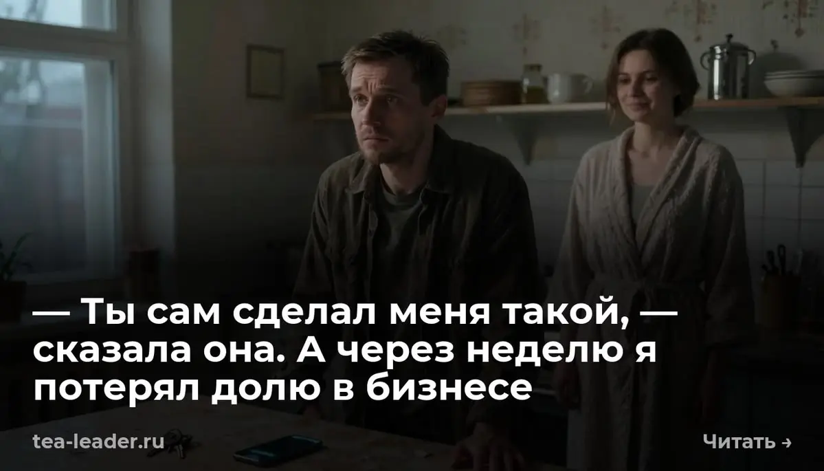 — Ты сам сделал меня такой, — сказала она. А через неделю я потерял долю в бизнесе
— Миш, ты в своём уме? — голос Игоря звучал так, будто он только что пробежал километр по лестнице | Сетка — социальная сеть от hh.ru