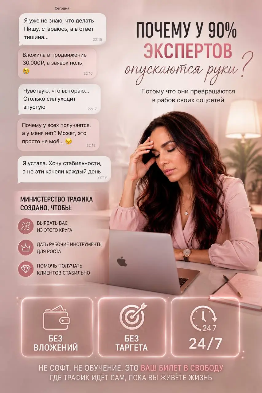 ❓Почему у 90% экспертов опускаются руки?
Потому что они превращаются в рабов своих соцсетей.
Пишешь контент — тишина. Сливаешь бюджет на таргет — ноль заявок | Сетка — социальная сеть от hh.ru
