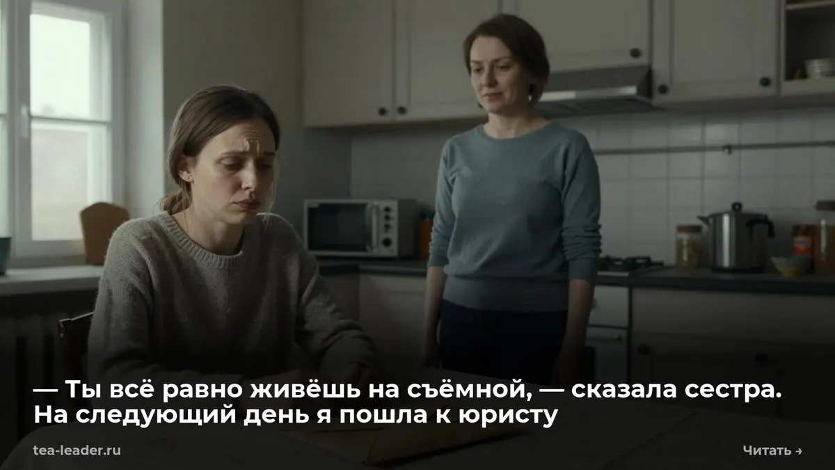 — Ты всё равно живёшь на съёмной, — сказала сестра. На следующий день я пошла к юристу
— Не открывай этот конверт при сестре, — прошептала тётя Галя. — Она всю жизнь боялась именно этих бумаг | Сетка — социальная сеть от hh.ru