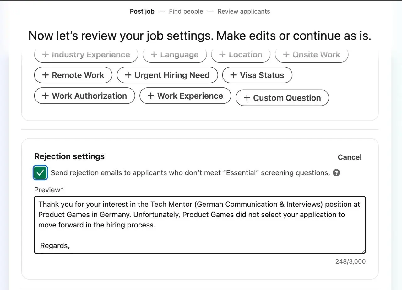 Если вам кажется, что вам присылают автоотказы в Linkedin, то вам не кажется.
В интерфейсе есть специальная настройка для этого | Сетка — социальная сеть от hh.ru