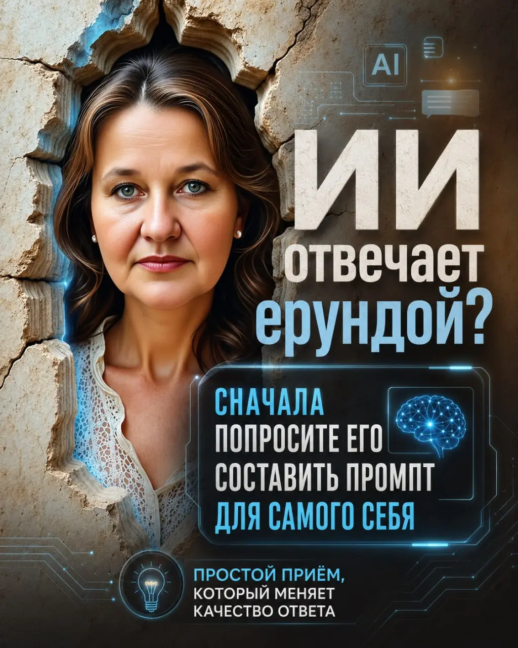 ИИ отвечает ерундой? Возможно, вы сами его об этом попросили 🤖
Знаете этот момент?
Открываешь нейросеть, пишешь:
«Сделай мне пост»
«Придумай идею»
«Помоги с продажами»
«Напиши текст без воды»
И получа... | Сетка — социальная сеть от hh.ru