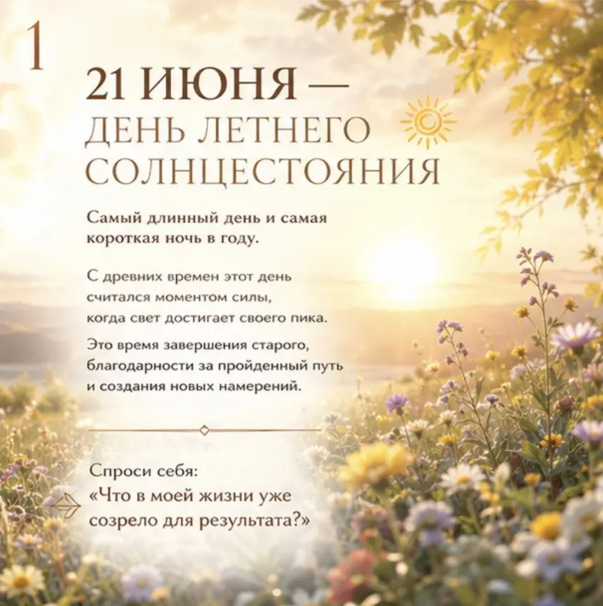 ☀️ День летнего солнцестояния — особое время, когда света становится больше не только вокруг, но и внутри нас.
Не обязательно проводить сложные ритуалы | Сетка — социальная сеть от hh.ru