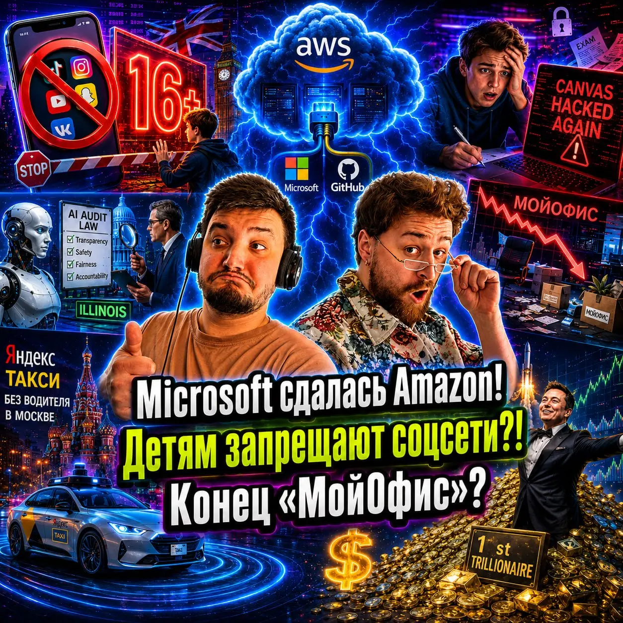 ⚡️ Microsoft сдалась Amazon / Детям запрещают соцсети / Конец «МойОфис»? ⚡️
В этом выпуске подкаста обсуждаем самые громкие новости из мира технологий, искусственного интеллекта, бизнеса и государстве... | Сетка — социальная сеть от hh.ru