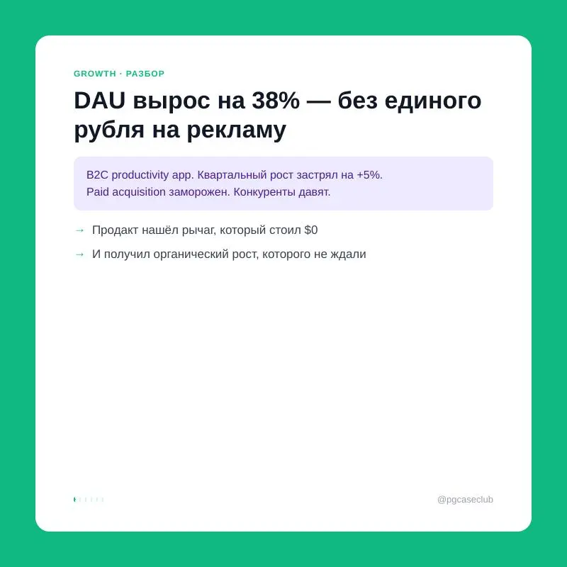 B2C app, 280K MAU, рост застрял на 5% — и $0 на рекламу. Продакт нашёл вирусную механику через «карточку гордости» и получил +38% DAU за 8 недель.
Вот как это решили | Сетка — социальная сеть от hh.ru
