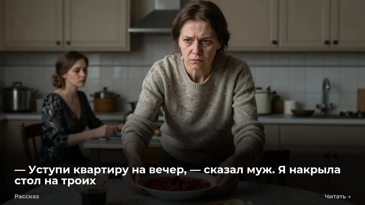 — Уступи квартиру на вечер, — сказал муж. Я накрыла стол на троих
— Уступи квартиру на вечер, — буднично произнёс Антон, не отрывая взгляда от экрана смартфона. — Я приглашу свою женщину | Сетка — социальная сеть от hh.ru