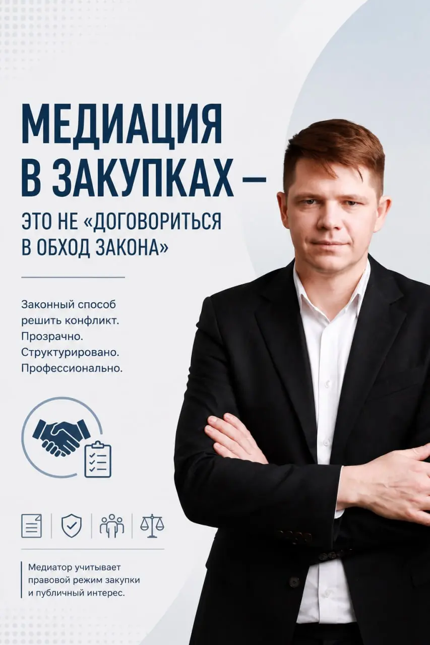 Медиация в закупках — это не “договориться в обход закона”
❕ Одна из главных причин недоверия к медиации в закупках — страх, что переговоры будут восприняты как неформальная договорённость | Сетка — социальная сеть от hh.ru