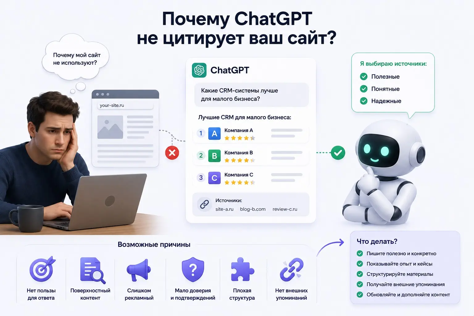Почему ChatGPT не цитирует ваш сайт | Сетка — социальная сеть от hh.ru