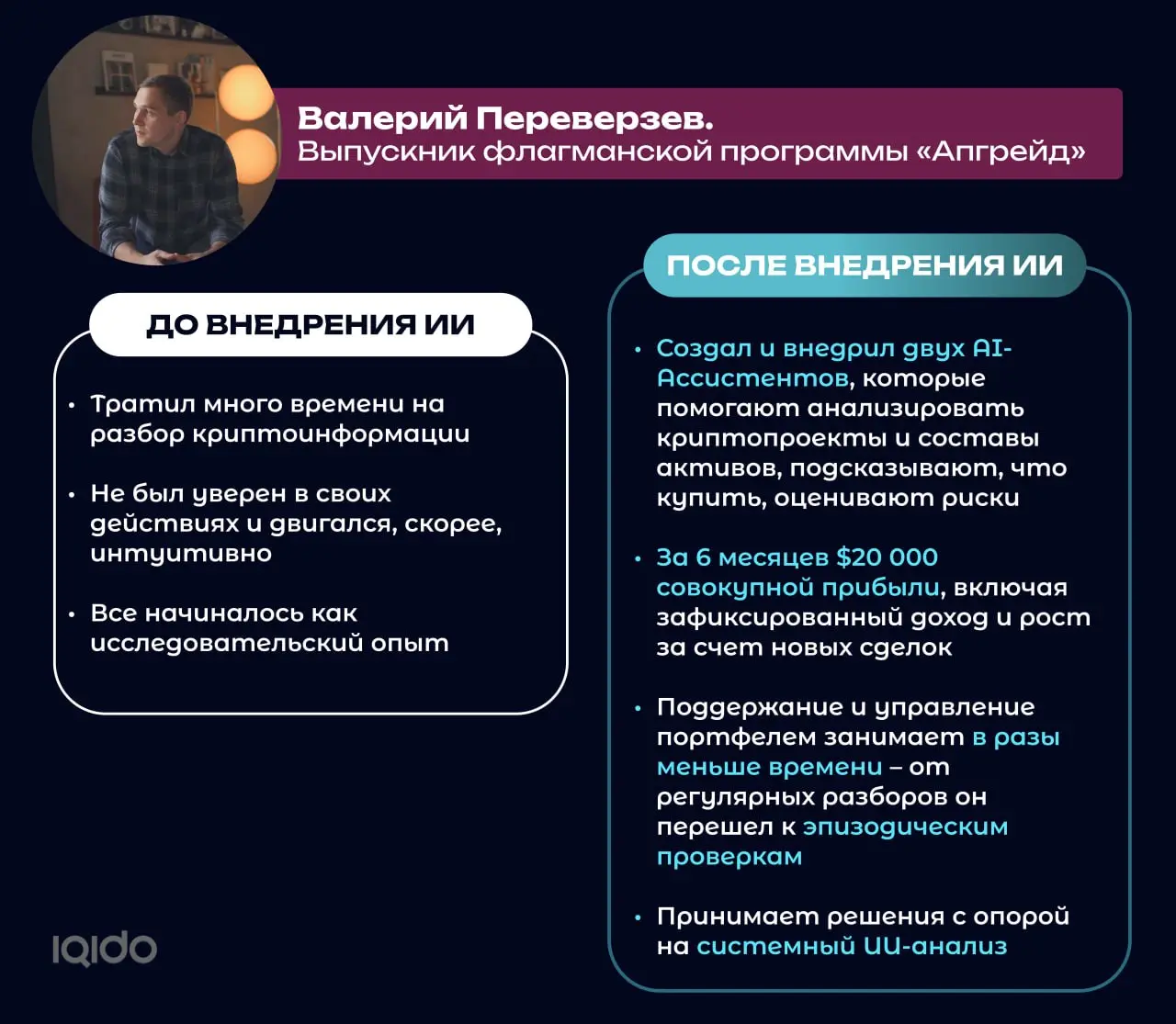 Год назад не понимал ИИ, сейчас миллион просмотров в месяц и ноль людей в штате👇
На прошлом эфире был мой ученик Валерий, у него маркетинговый бизнес: продвижение селлеров на маркетплейсах | Сетка — социальная сеть от hh.ru