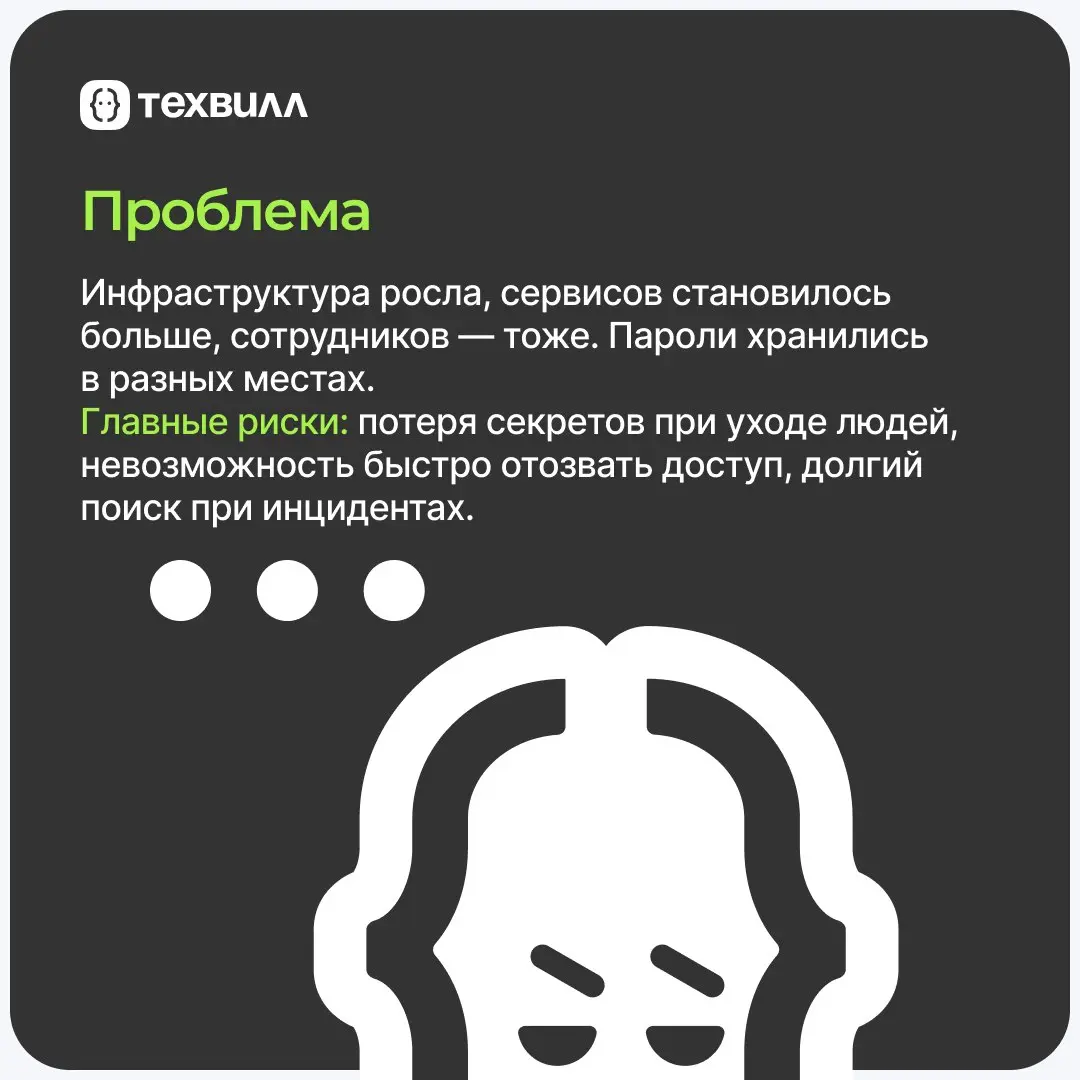 Как сохранить секреты при быстром росте команды?
Ответ: Перевести ручное управление паролями в системное | Сетка — социальная сеть от hh.ru