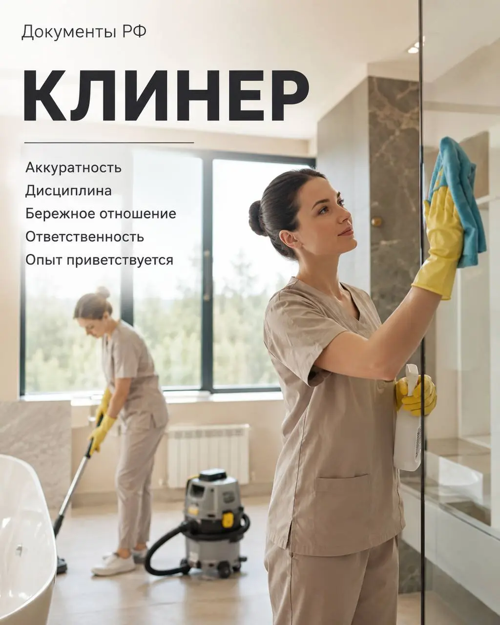 КЛИНЕР (срочно)
От 5 000₽/смена + 20% за качество работы
Прямой работодатель
• Москва и МО, м | Сетка — социальная сеть от hh.ru