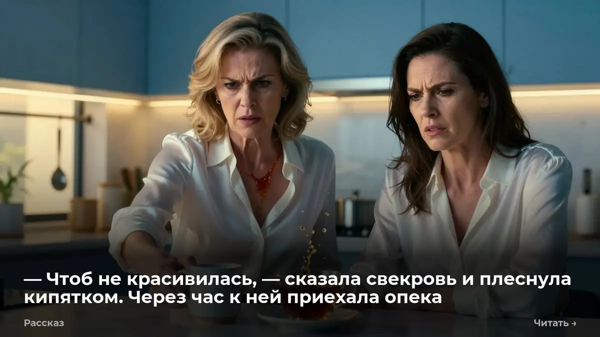 — Чтоб не красивилась, — сказала свекровь и плеснула кипятком. Через час к ней приехала опека
Вода ударила в правую щеку, обожгла ключицу и горячими ручьями потекла за воротник моей шелковой блузки | Сетка — социальная сеть от hh.ru