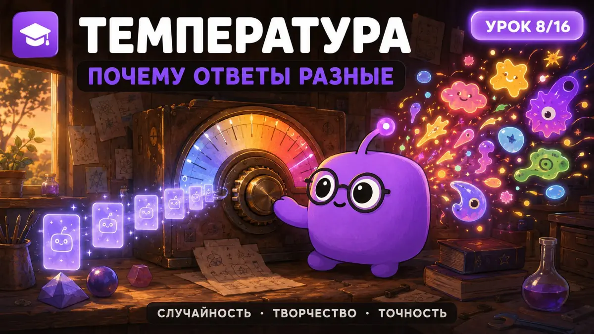 🎓 ИИ с нуля. Урок 8/16: Температура, почему ответы разные | Сетка — социальная сеть от hh.ru
