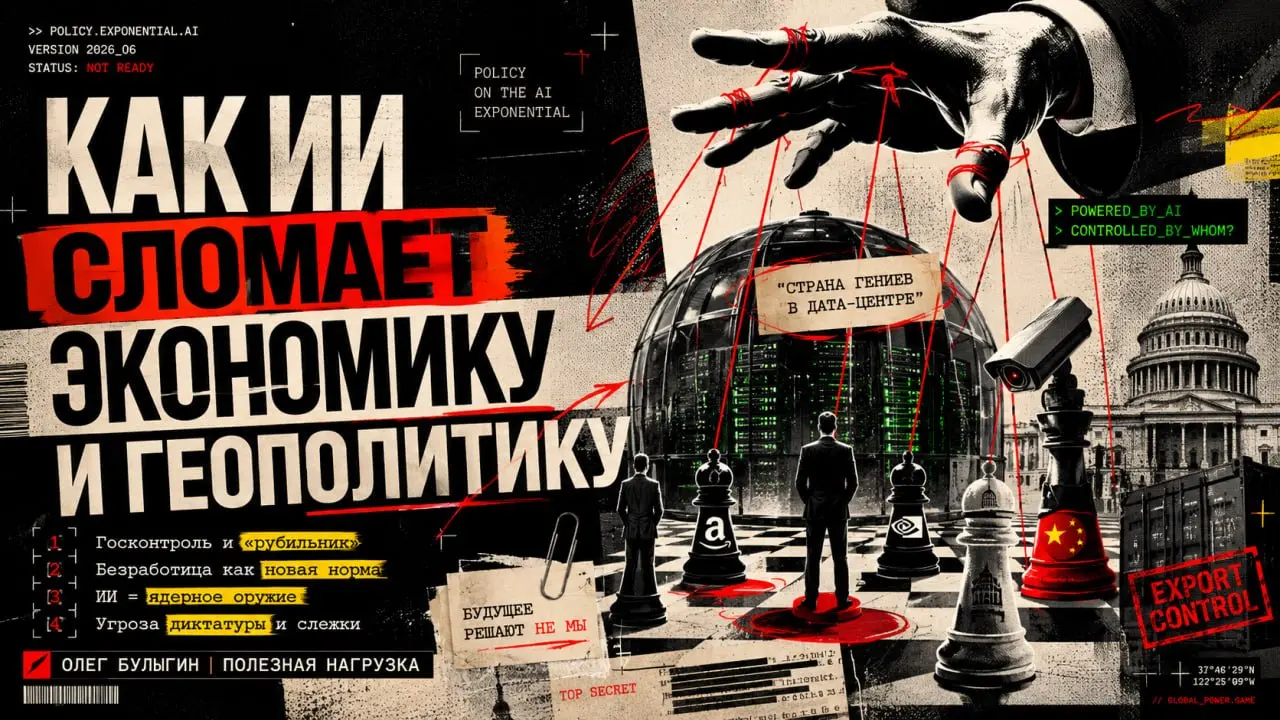 Дарио Амодеи о том, как ИИ сломает экономику и геополитику 🌏
CEO Anthropic Дарио Амодеи недавно выкатил эссе «Policy on the AI Exponential» | Сетка — социальная сеть от hh.ru