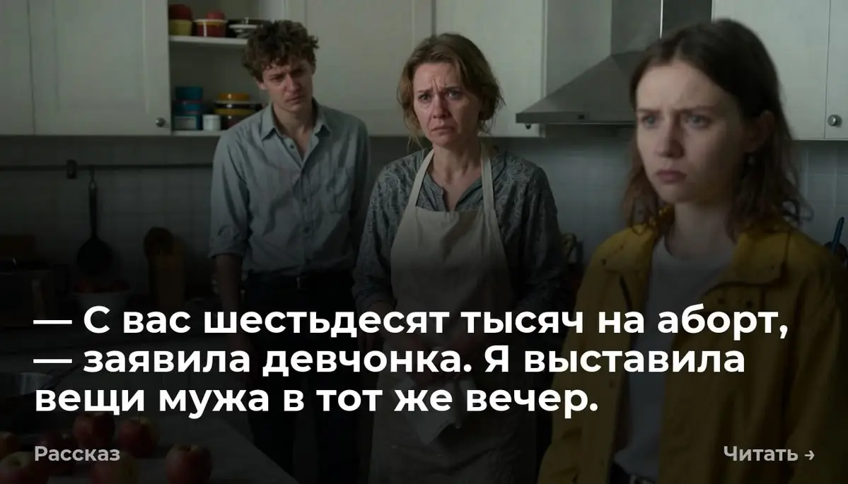 — С вас шестьдесят тысяч на аборт, — заявила девчонка. Я выставила вещи мужа в тот же вечер.
— Вы законная жена Сергея? С вас шестьдесят тысяч рублей | Сетка — социальная сеть от hh.ru