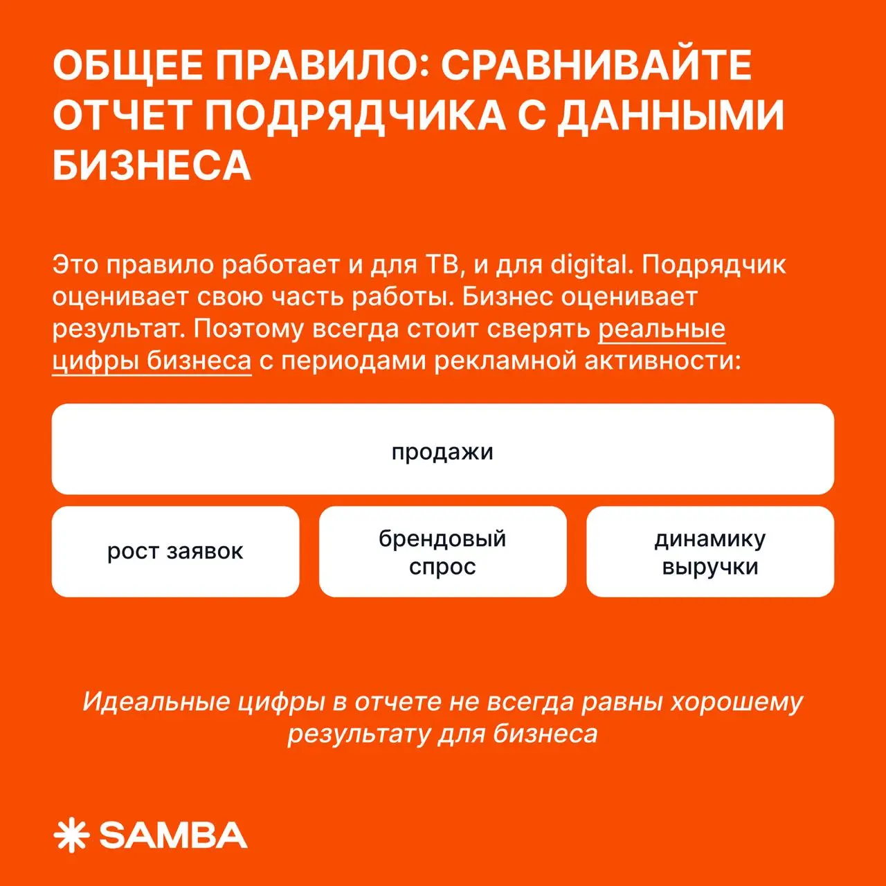 🔥 Что проверять в отчетах подрядчиков по ТВ и digital
Одна из самых дорогих ошибок в маркетинге — смотреть на те цифры, которые показывает подрядчик, а не на те, которые влияют на бизнес
Любой отчет м... | Сетка — социальная сеть от hh.ru