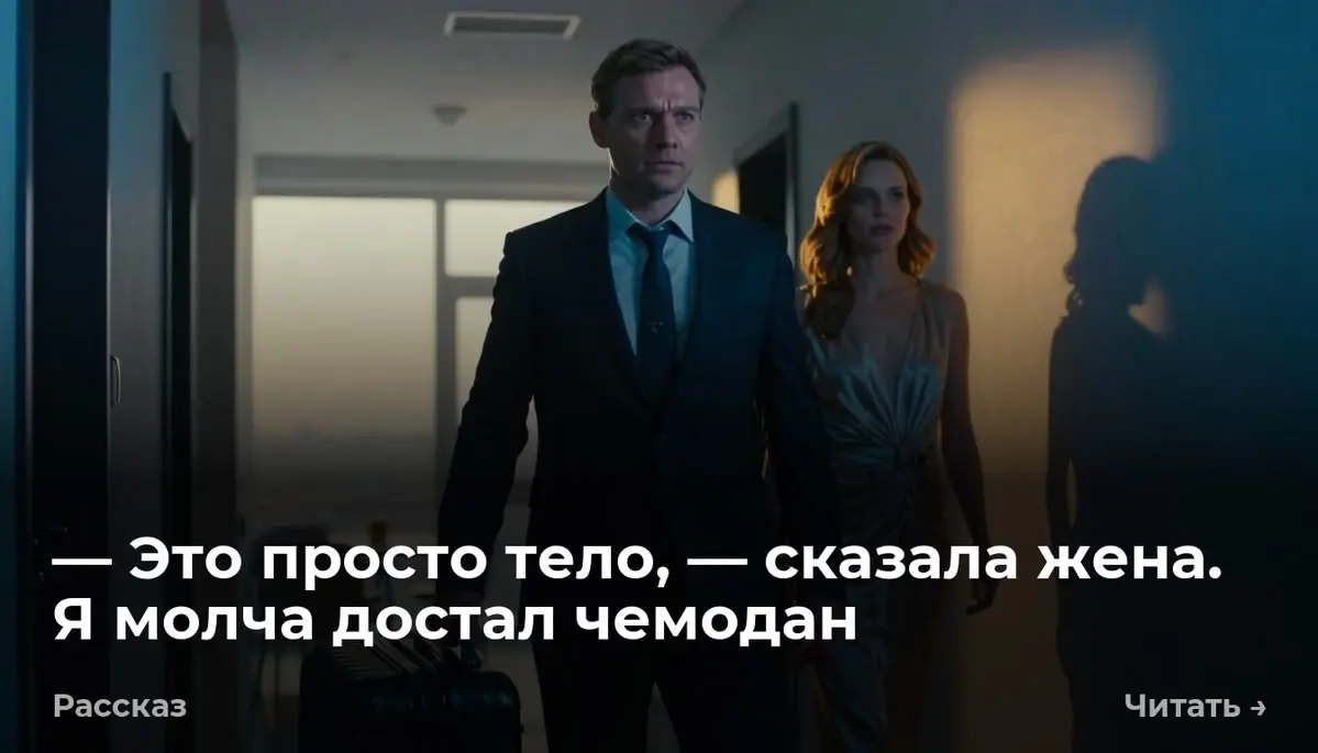 — Это просто тело, — сказала жена. Я молча достал чемодан
Щелчок замка прозвучал в утренней тишине так громко, словно кто-то выстрелил прямо в прихожей | Сетка — социальная сеть от hh.ru