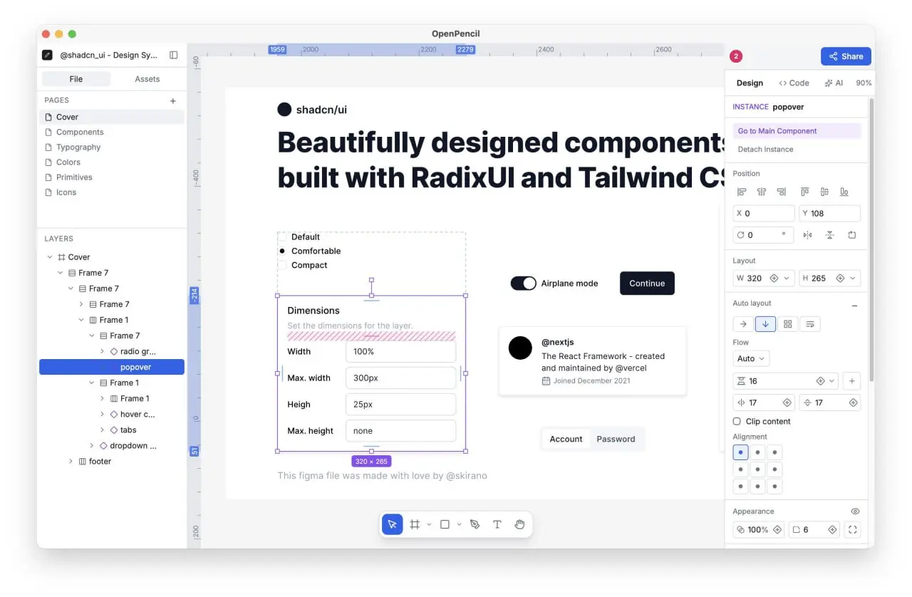 Вышел бесплатный Claude Design — OpenPencil крутится на вашем компьютере и не стоит ни копейки.
Работает в файлами формата .fig от Figma, поддерживает любые модели по API или локальные нейронки | Сетка — социальная сеть от hh.ru