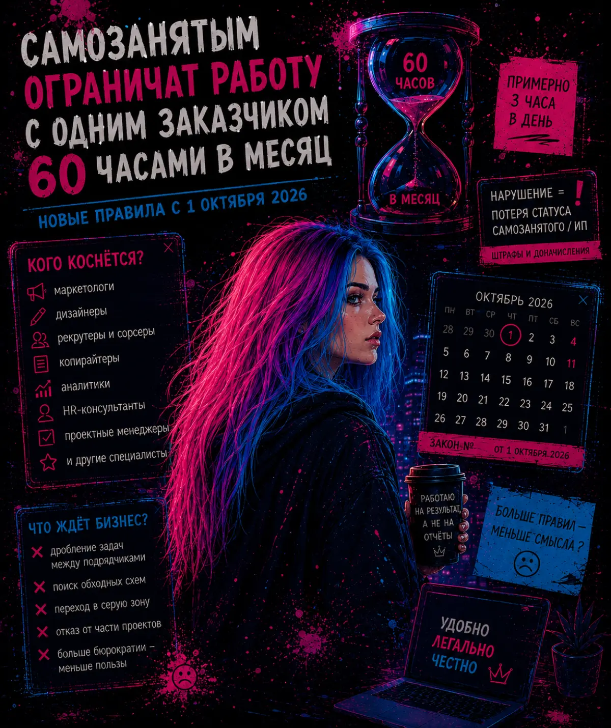 ЛИМИТ ДЛЯ САМОЗАНЯТЫХ:
60 ЧАСОВ
НА ЗАКАЗЧИКА | Сетка — социальная сеть от hh.ru