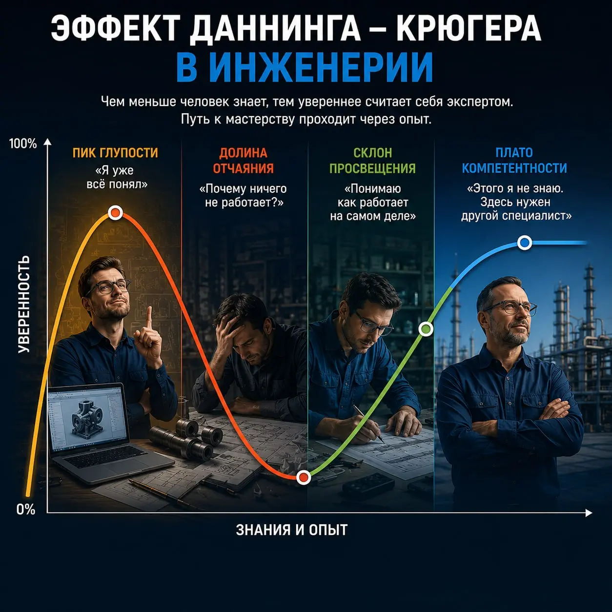 Почему опаснее всего инженер, который уверен, что уже всё знает
🎯 Самый опасный инженер — не тот, кто говорит: «Я не знаю» | Сетка — социальная сеть от hh.ru