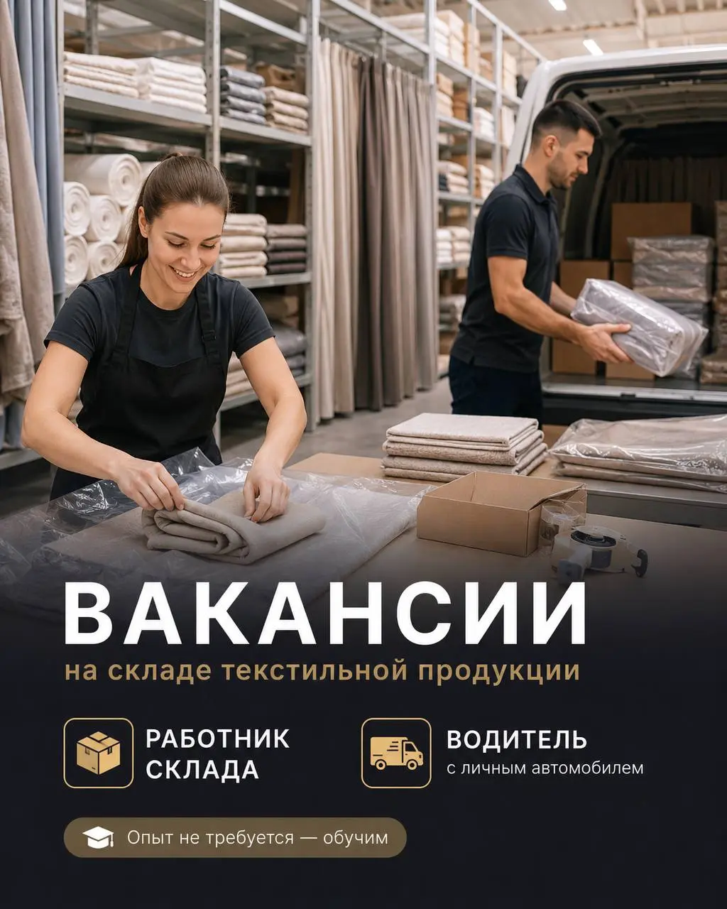 1️⃣РАБОТНИК СКЛАДА,
2️⃣ВОДИТЕЛЬ С ЛИЧНЫМ АВТОМОБИЛЕМ
Прямой работодатель
• Томилино
• Логистика
• +79175657888
Полное описание вакансии размещено в Телеграм и Макс | Сетка — социальная сеть от hh.ru