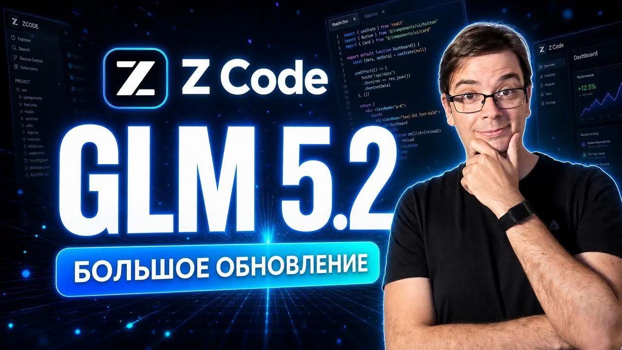 #видео GLM-5.2 и ZCode от Z.ai: полный разбор, запуск на двух тарифах и сравнение с Claude
В этом видео разбираем связку GLM-5.2 и ZCode — два инструмента от Z | Сетка — социальная сеть от hh.ru