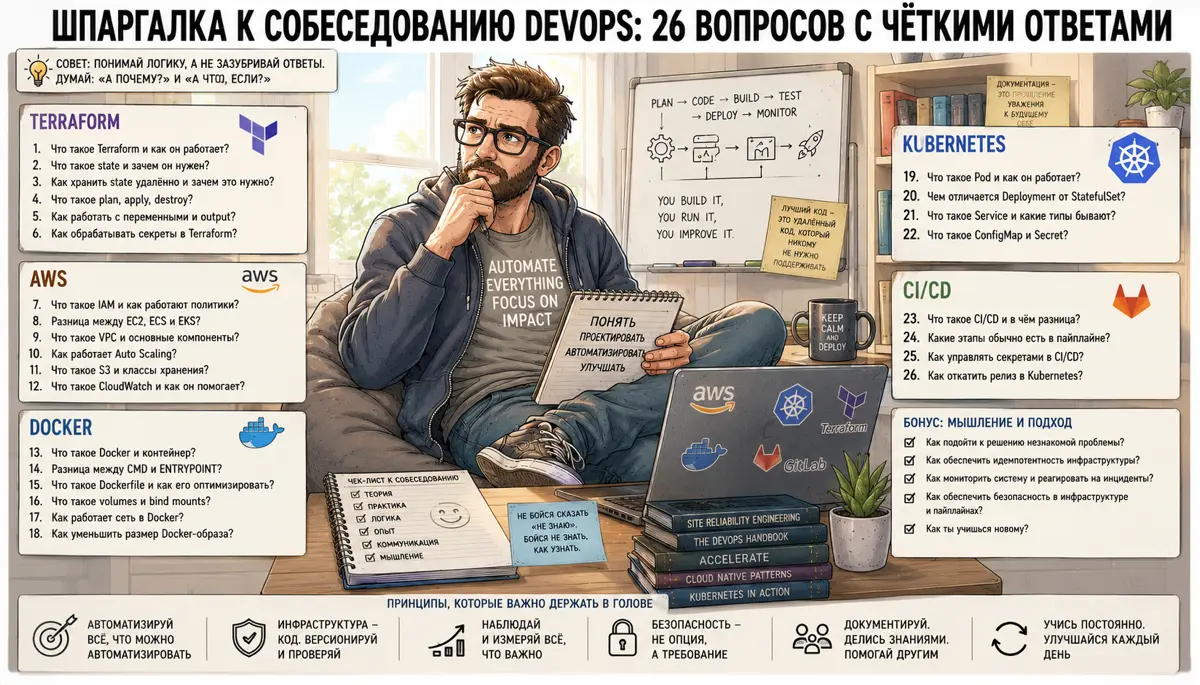 Шпаргалка к собеседованию DevOps: 26 вопросов с чёткими отве | Сетка — социальная сеть от hh.ru