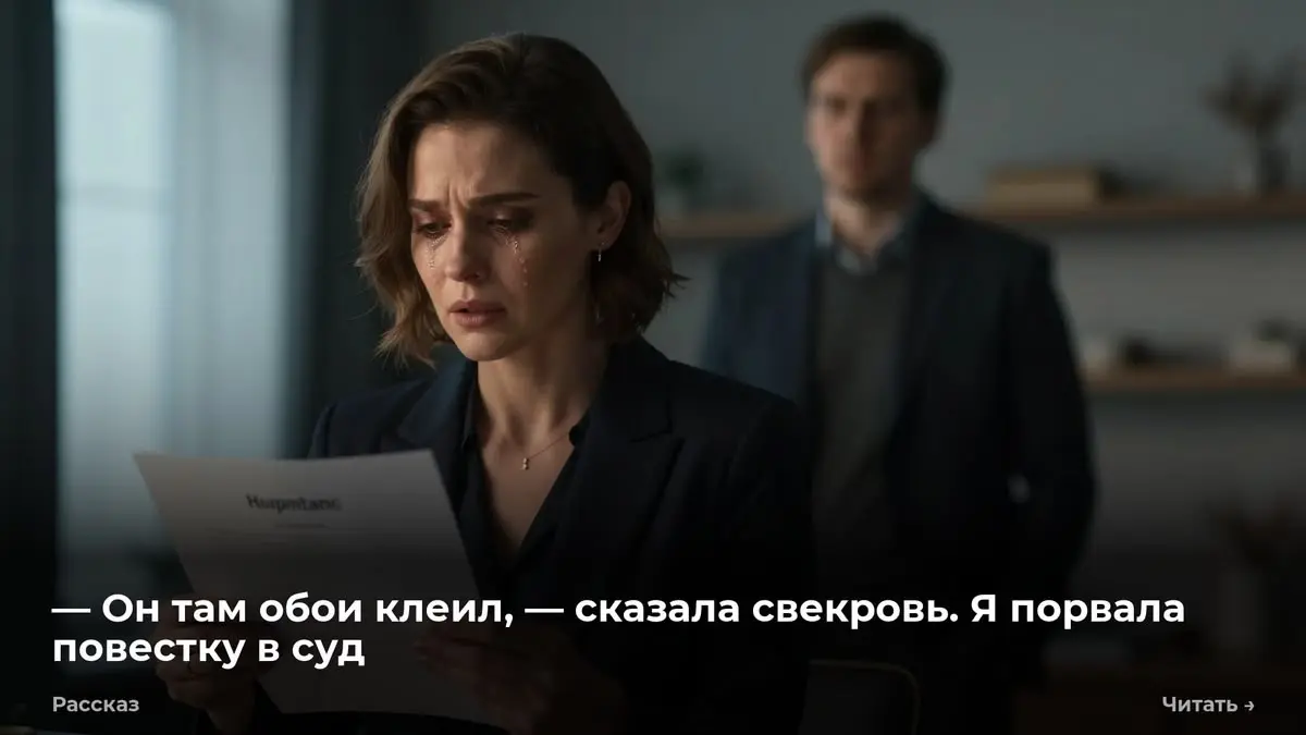 — Он там обои клеил, — сказала свекровь. Я порвала повестку в суд
— Я тебе смету на WhatsApp скинула, — произнёс высокий голос Полины из динамика моего телефона | Сетка — социальная сеть от hh.ru