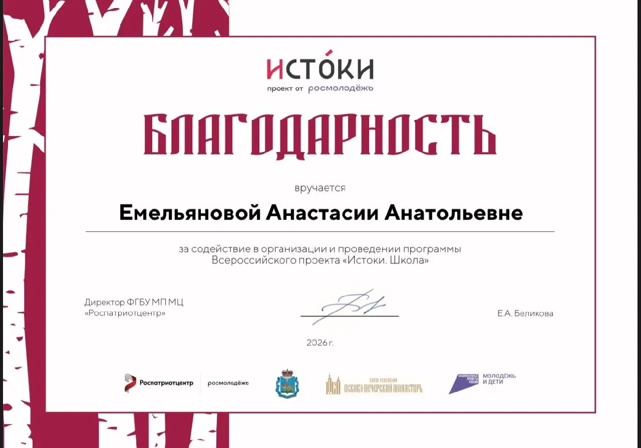 Я получила благодарность от Роспатриотцентра за работу модератором в медиа-битве на форуме «Истоки. Школа» для подростков 14-18 лет со всей России | Сетка — социальная сеть от hh.ru