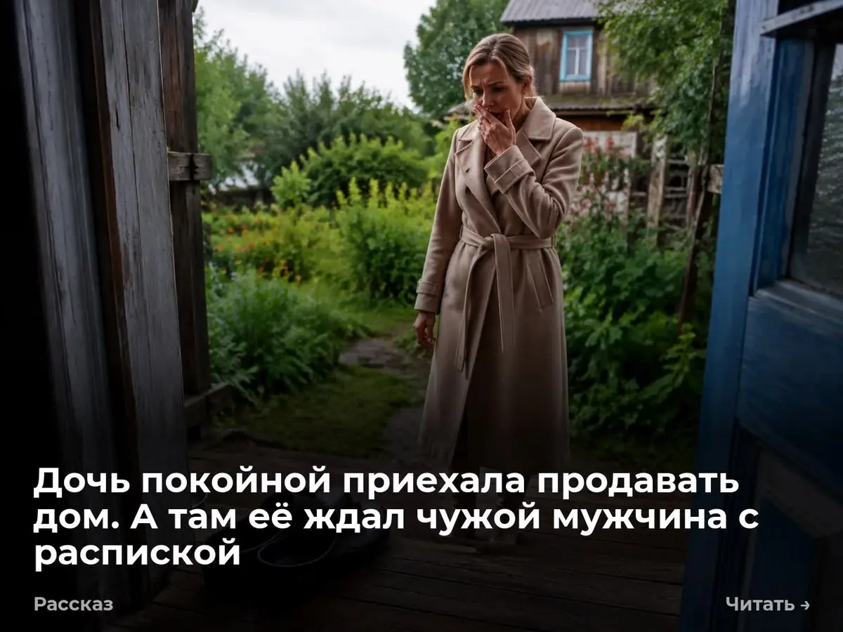 Дочь покойной приехала продавать дом. А там её ждал чужой мужчина с распиской
Черные резиновые галоши сорок пятого размера стояли на крыльце. Стояли ровно, носами к двери | Сетка — социальная сеть от hh.ru