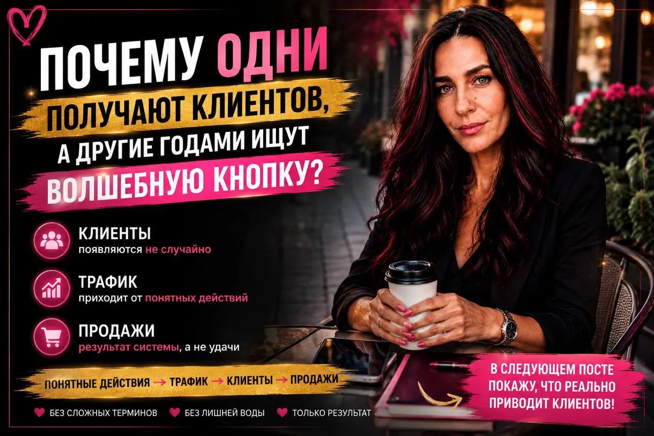 🔥ПОЧЕМУ ОДНИ ПОЛУЧАЮТ КЛИЕНТОВ, А ДРУГИЕ ГОДАМИ ИЩУТ «ВОЛШЕБНУЮ КНОПКУ»?
За *5 лет в онлайне я поняла одну простую вещь.
Большинство людей ищут* *не клиентов.
Они ищут* волшебную кнопку | Сетка — социальная сеть от hh.ru