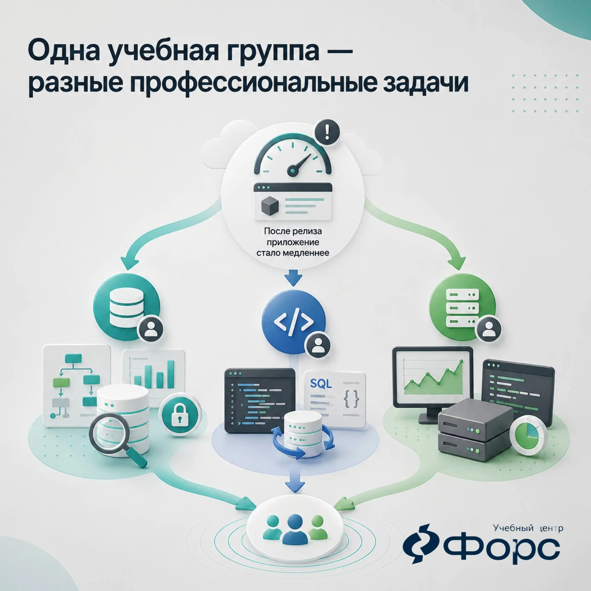 🛠️ Одна учебная группа — разные профессиональные задачи
Вместе учатся DBA, backend-разработчики и специалисты эксплуатации | Сетка — социальная сеть от hh.ru