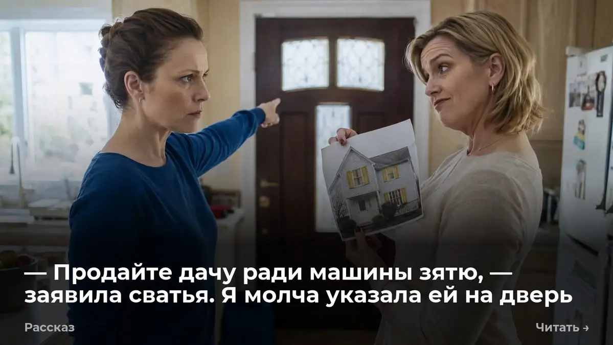 — Продайте дачу ради машины зятю, — заявила сватья. Я молча указала ей на дверь
На клеенчатой скатерти лежал лист А4. Обычная цветная распечатка. Нина Петровна ткнула в него вилкой | Сетка — социальная сеть от hh.ru