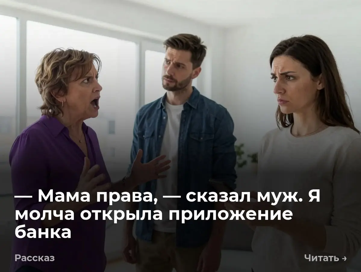 — Мама права, — сказал муж. Я молча открыла приложение банка
Женщина в дутом сером пуховике стояла на нашей лестничной клетке, тяжело опираясь на перила | Сетка — социальная сеть от hh.ru